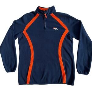 NFL Team Apparel Denver Broncos Pullover Fleece Sweater Womens Large Quarter Zip